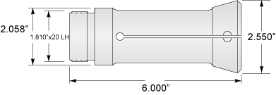 1-1/4" Gridley Collet 9mm Round Smooth (.3543")