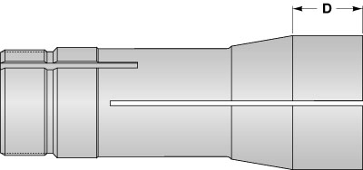 20C 1-1/2" Extended Nose Emergency Collet with 1/4" pilot hole and 4 slots