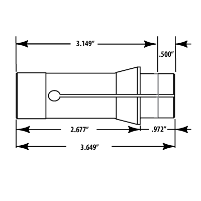 S25-HS 1/2" Extended Nose Emergency Collet with 1/16" Pilot hole