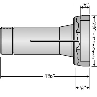 5C 2" Hardened and Ground Step Chuck Fractional Hex, Regular Depth (1/2"), Small Closing Angle